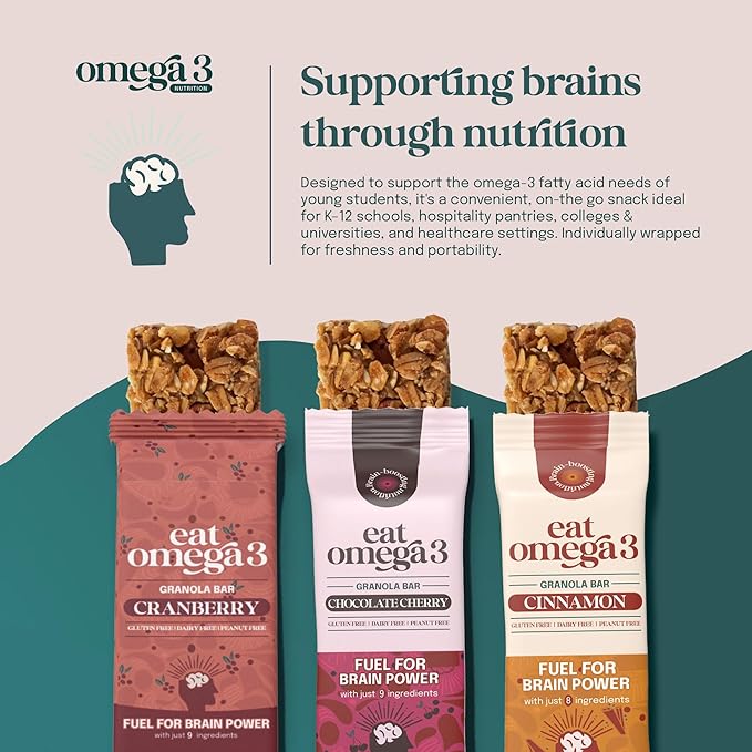 Eat Omega 3 Granola Full Bars 1.79oz - Variety Pack of 12 | Gluten-Free, Vegan, Dairy-Free | 14g Whole Grain | USDA School Approved | Individually Wrapped | Peanut-Free, Soy-Free, On-the-Go Snack