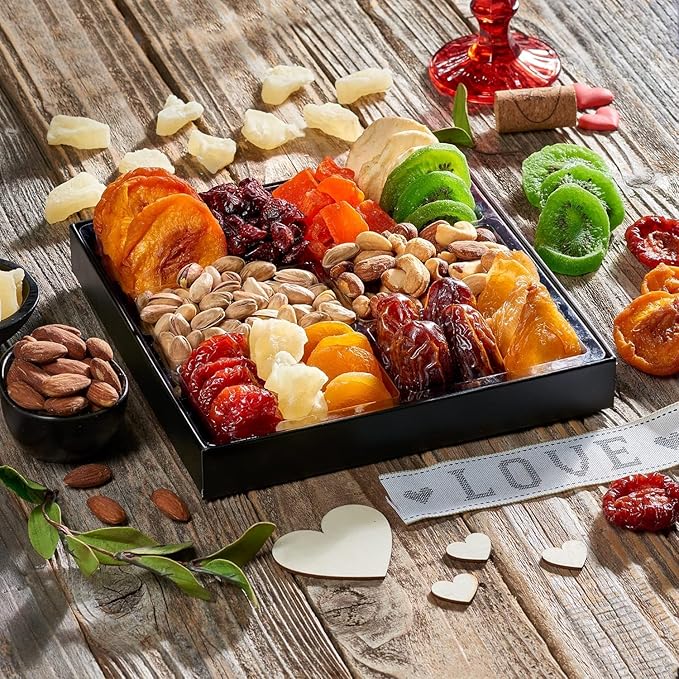 Dried Fruit & Nuts Gift Basket Arrangement Platter, Gourmet Food Snack Box, For Christmas, New Years, Birthday Care Package, Healthy Kosher - Her Him - 12 Snackberry Assortment (2-Pack)