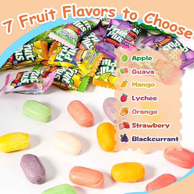 Fruit Plus Chewy Candy, Malaysian Individually Wrapped Bulk Candy, Fruit Snacks for Halloween Christmas Party, Non-Melting, 4.2 Oz Bag (Approx. 39 Count) (Mango)