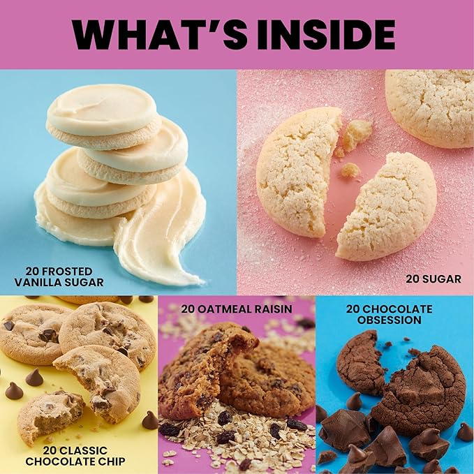 Cheryl's Cookies® Assorted Cookie Gift Box w/ 36 Individually Wrapped Chocolate Chip, Oatmeal Raisin, Chocolate, & Sugar Cookies Handmade, Perfect for Any Occasion, Family & Friends, Loved Ones