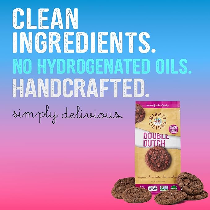 MIGHTYLICIOUS Vegan Double Dutch Chocolate Chip Cookies – Gluten-Free, Allergen Friendly, Kosher, Preservative-Free – Snack Option for a Guilt-Free Treat - 6.5 Oz (3 Pack)