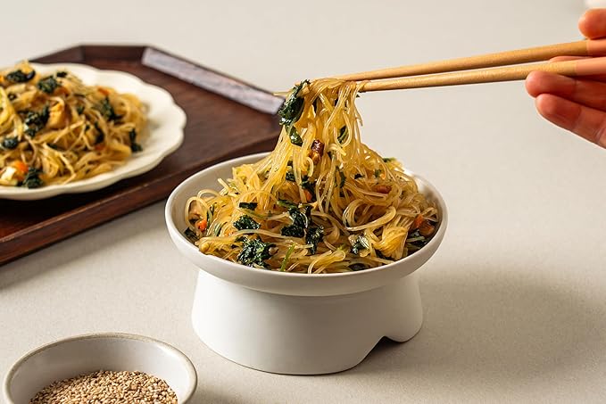 Korean Food Vegan Japchae Noodle Kit with Korean Thistle (Gondre) – Korean-Style Glass Noodles, Plant-Based Meal, 1 Serving (2.36 oz / 67g)