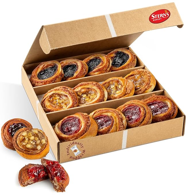 Fruit Danish Pastry | Holiday Food Gifts [12 Count] | Assorted Mini Fruit Filled Cinnamon Buns Individually Wrapped | Christmas, Thanksgiving | Corporate Gifts for Clients-Stern’s Bakery