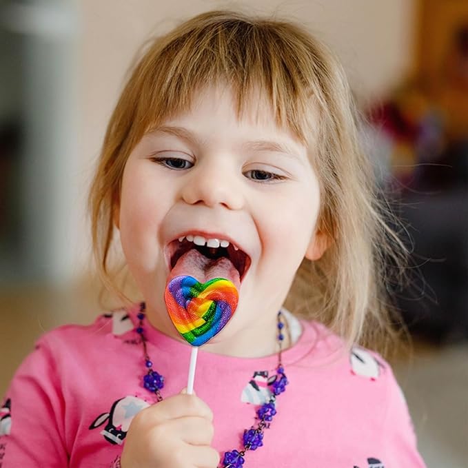 Fusion Select 48 Heart Shaped Lollipops Candy - Sweet Heart Lollipops for Party Bag Fillers, Pinata Stuffers - Ideal for Valentine's Day, Mother's Day, Halloween - Bulk Party Pack, Assorted Lollipops