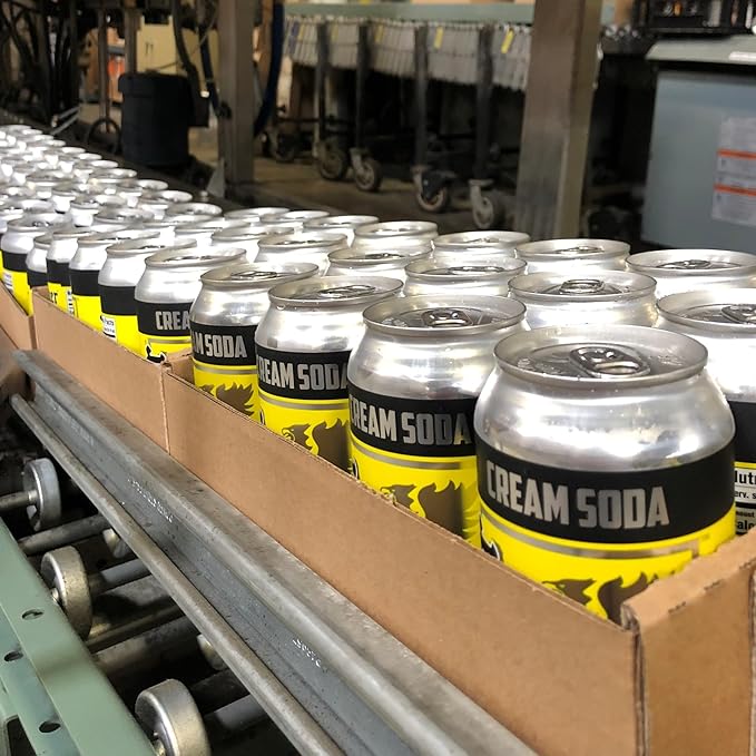 Sprecher Cream Soda Soda in 16 fl oz Cans (12 Pack), Fire-Brewed with Real Honey, Rich Vanilla Honey Flavor, Handcrafted, Caffeine-Free Gourmet Beverage
