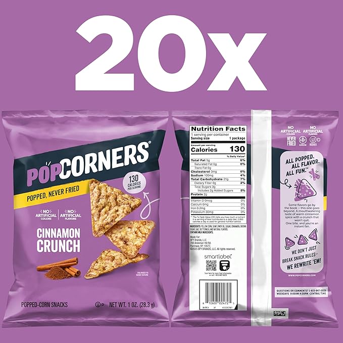 PopCorners Popped Corn Snacks, Cinnamon Crunch, 1 Ounce (Pack of 20) (Packaging May Vary)