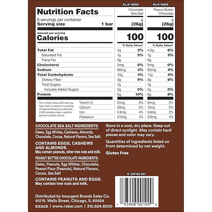 RXBAR Minis Protein Bars, Protein Snack, Snack Bars, Variety Pack, 7.3oz Box (8 Count)