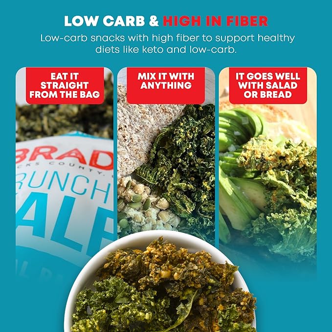 Brad’s Plant-Based - Organic Crunchy Kale Chips - Healthy Snack with Sea Salt - High in Plant-Based Protein & Fiber - Low Carb, Organic Veggie Chips - Radical Ranch - 2 Oz (Pack of 3)