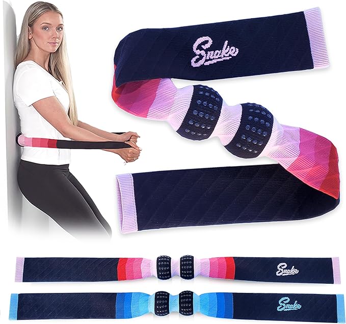 The Snake Deep Tissue Muscle Roller - Dual Lacrosse Ball Self Massager for Back, Body & Foot (Firm, Pink)