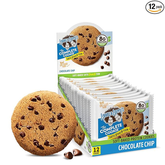 Lenny & Larry's Complete Protein Cookie, [Chocolate Chip], Chewy Soft Baked, 16g Plant Protein, Vegan, Non-GMO, High Fiber, [2 Ounce] Cookie (Pack of 12)