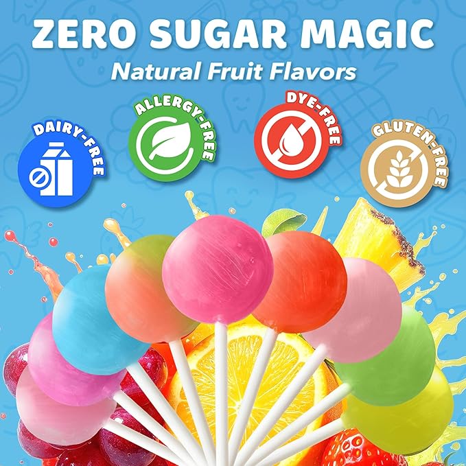 Zollipops Clean Teeth Pops Sugar Free Candy with Xylitol, Dye-Free Lollipops - Keto & Diabetic-Friendly, Dentist-Approved Treats for Kids (Blue Raspberry 5.2 oz)