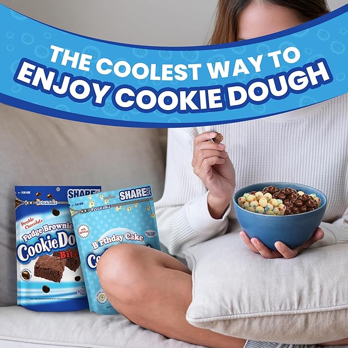 Cookie Dough Bites Variety Pack | 10.5 oz (Pack of 5) | Chocolate Chip, Birthday Cake, Caramel, Fudge Brownie, Mint | Original Edible Cookie Dough Movie Theater Candy