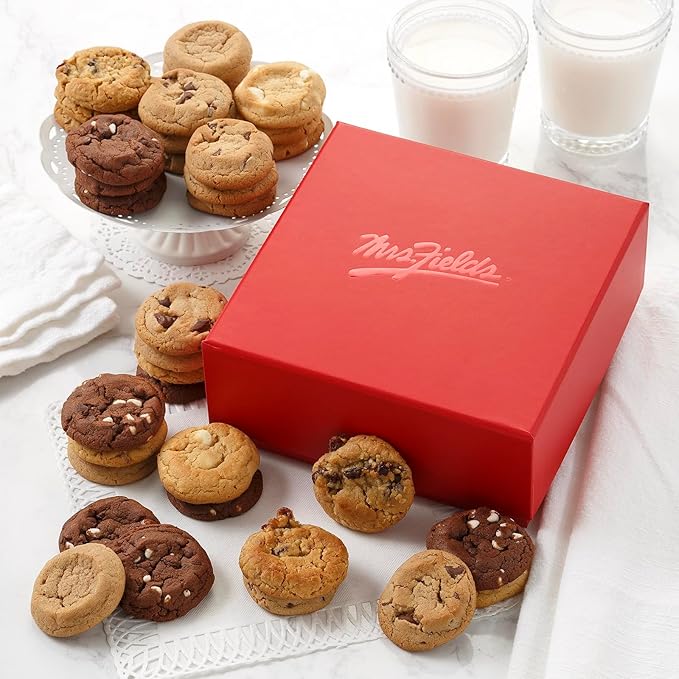 Mrs. Fields Crimson 36 Nibblers Box - Assorted with 36 Nibblers Bite-Sized Cookies in 5 Classic Cookie Flavors