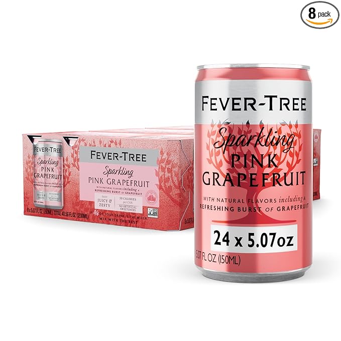 Fever-Tree Sparkling Pink Grapefruit – Premium Soda Mixer for Cocktails and Mocktails, 5.1 fl oz Cans, Pack of 24 – Naturally Sourced, Non-GMO
