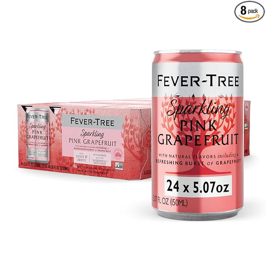 Fever-Tree Sparkling Pink Grapefruit – Premium Soda Mixer for Cocktails and Mocktails, 5.1 fl oz Cans, Pack of 24 – Naturally Sourced, Non-GMO