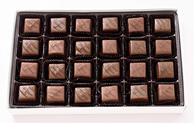 Vermont Nut Free Chocolates Boxed Chocolate Caramels (Milk Chocolate) 24-Piece, Nut-Free, Egg-Free, Kosher