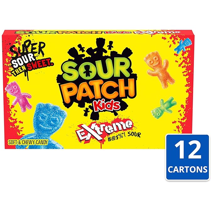 SOUR PATCH KIDS Extreme Sour Soft & Chewy Candy, Bulk Candy, 12 - 3.5 oz Boxes
