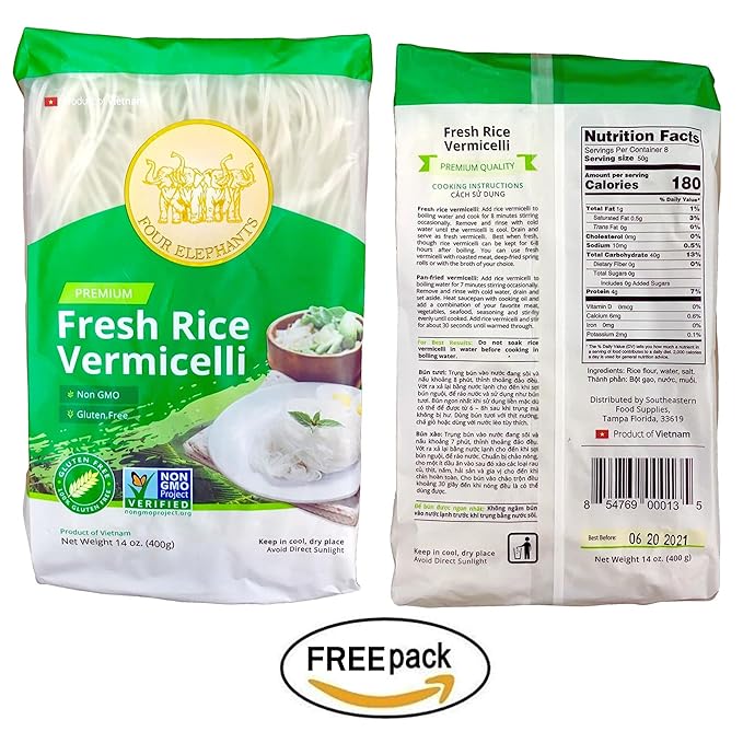 Authentic Asian Pantry Spicy Ramen Noodles 4 Pack + FREE Four Elephants Rice Vermicelli | Korean Ramen Soup + Thin Rice Noodles | Easy Meal Kit, Non-GMO, Gluten-Free
