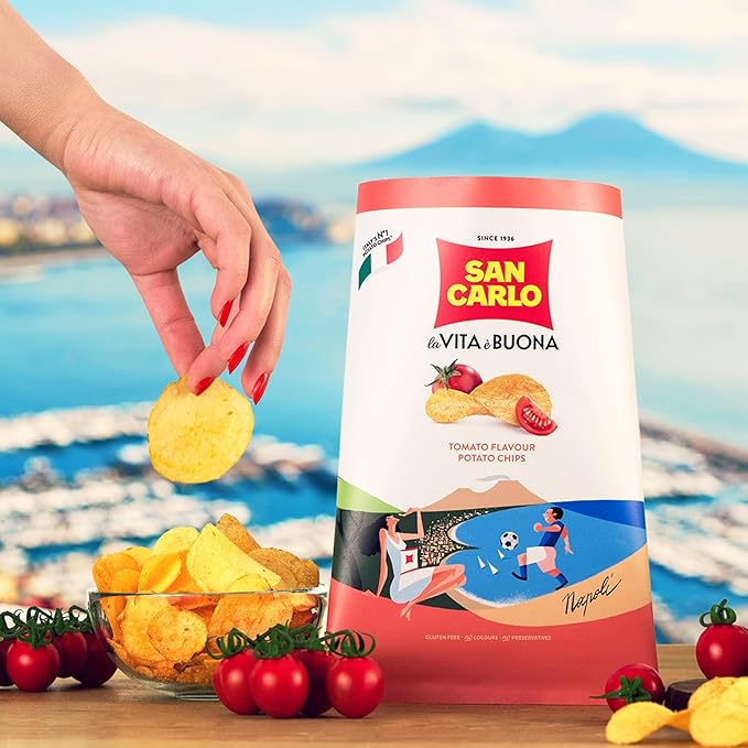 San Carlo Multi Pack 5X Tomato n°1 Italian Potato Chips - 150gr - for Snacking Bliss