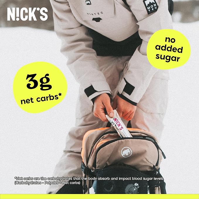 Nick’s Protein Bars Chocolate Caramel – 12-Count Box | Protein-Packed Snack, Low Calories, Low Carbs, Keto Friendly, No Added Sugar (12 bars x 50g)