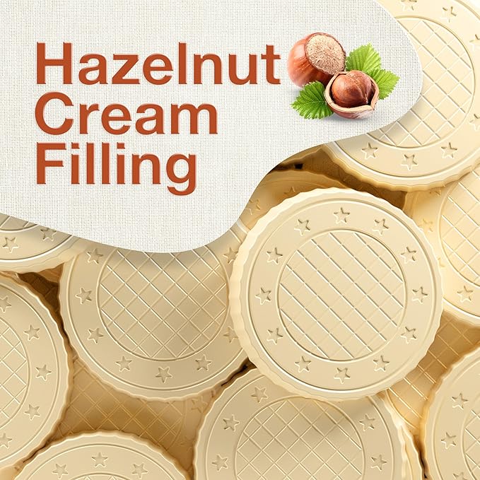 Fiorella Crunch White Chocolate Wafer Cookies, 18 Count, Chocolate Covered Crispy Thin Wafers with Layers of Hazelnut Cream Filling, Individually Wrapped Snack Cookies, Bulk Chocolate Candy, 12.69 Oz