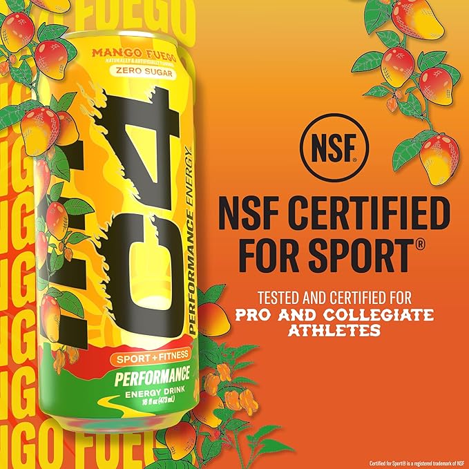 Cellucor C4 Performance Energy Drink - Mango Fuego, 16 Fl Oz Can