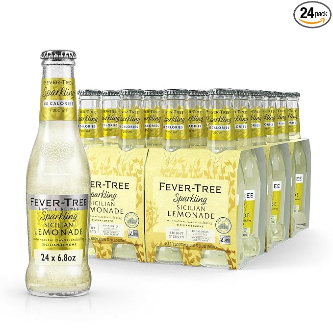Fever Tree Sparkling Sicilian - Premium Quality Mixer - Refreshing Beverage for Cocktails & Mocktails. Naturally Sourced Ingredients, No Artificial Sweeteners or Colors - 200 ML Bottles - Pack of 24