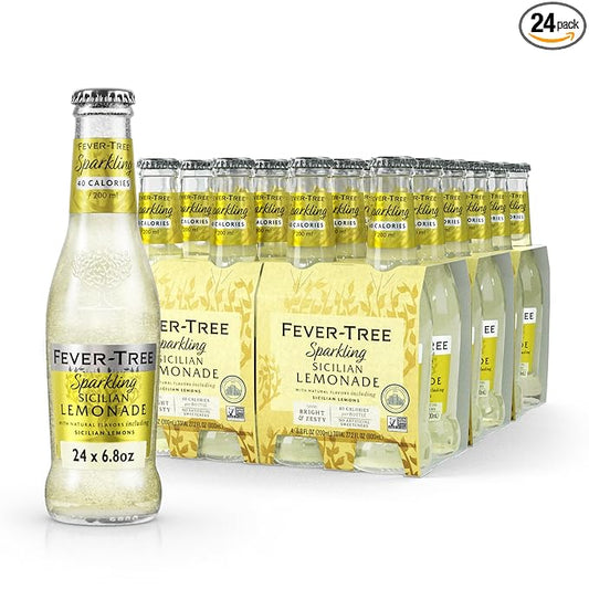 Fever Tree Sparkling Sicilian - Premium Quality Mixer - Refreshing Beverage for Cocktails & Mocktails. Naturally Sourced Ingredients, No Artificial Sweeteners or Colors - 200 ML Bottles - Pack of 24