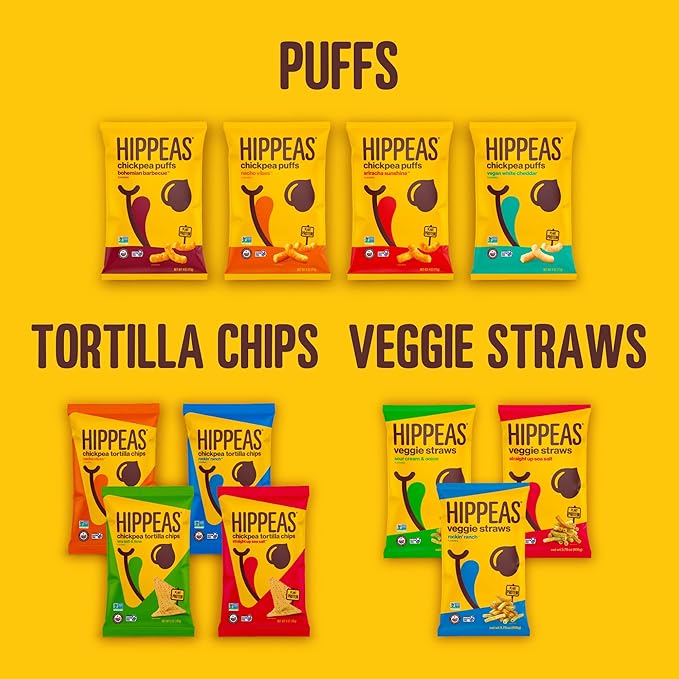 HIPPEAS Chickpea Tortilla Chips, Rockin’ Ranch Gluten Free Snacks, Dairy Free, Vegan, 1oz, Pack of 18, 3g Protein, 3g Fiber, Crunchy, Nutritious, Plant Protein Snack, Non-GMO, Kosher