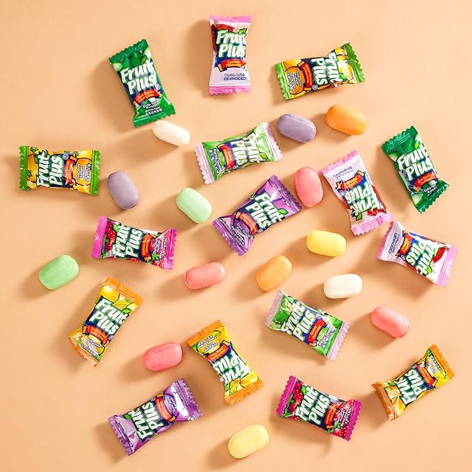 Fruit Plus Chewy Candy, Malaysian Individually Wrapped Bulk Candy, Fruit Snacks for Halloween Christmas Party, Non-Melting, 4.2 Oz Bag (Approx. 39 Count) (Green Apple)