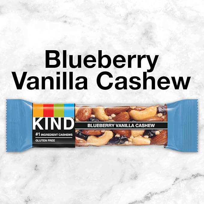 KIND Bars, Blueberry Vanilla Cashew, Healthy Snacks, Gluten Free, 5g Protein, 12 Count (Pack of 2)