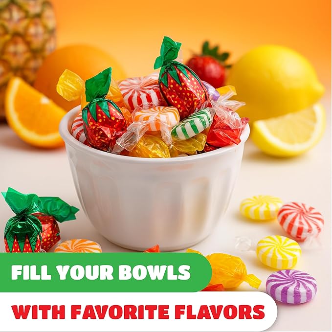 Hostess Old Fashioned Hard Candy Assortment - 2 Pound Bulk Pack (150 Count) - Hard Candy Individually Wrapped - Strawberry Bon Bons, Butterscotch, Cinnamon, Root Beer, Fruit Pinwheels