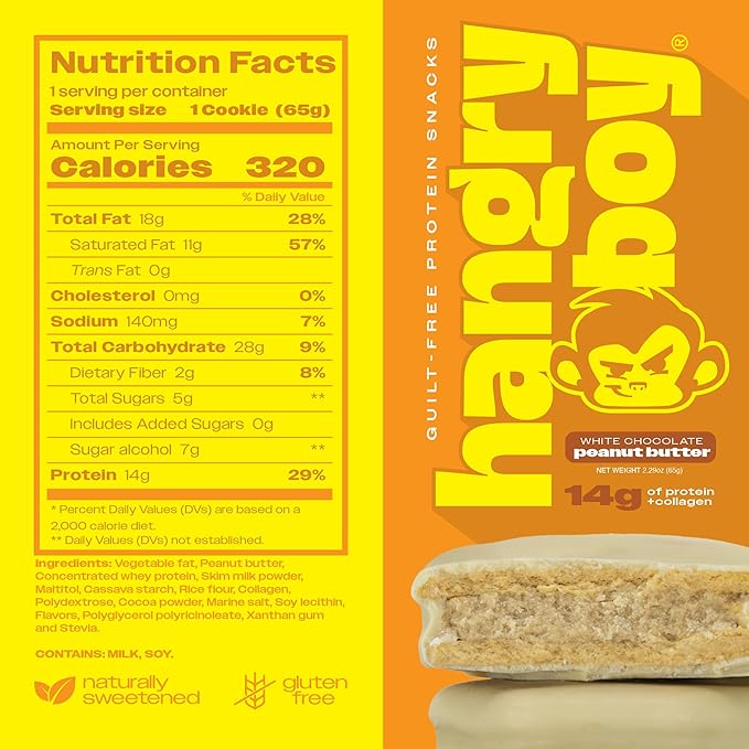Hangryboy Protein Cookie Sandwich – 14g High Protein, Gluten‑Free, GMO‑Free Cookies - Perfect on The Go Protein Snack, Variety Pack, 3‑Count Box
