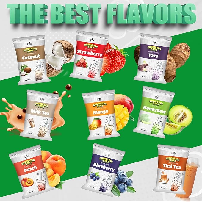 Fusion Select 2.2lb Boba Tea Powder Thai Tea Mix Flavored 3-in-1 Drink Powder with Cream & Sugar - Instant Pre-Mixed Beverage for Hot or Cold Blends or Yummy Frappes Bubble Tea