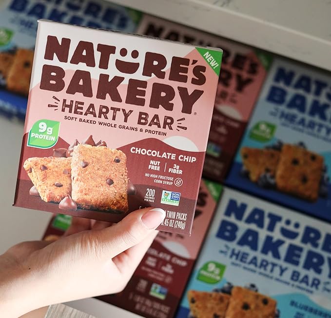 Nature’s Bakery Hearty Bars Chocolate Chip, Plant Based Protein Snack Bar, 30 Count
