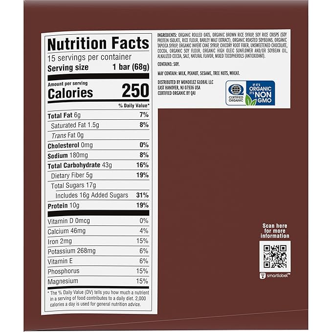 CLIF BAR - Energy Protein Bars - Chocolate Brownie - Made with Organic Oats - Energy Bars - Non-GMO - (15 Pack)