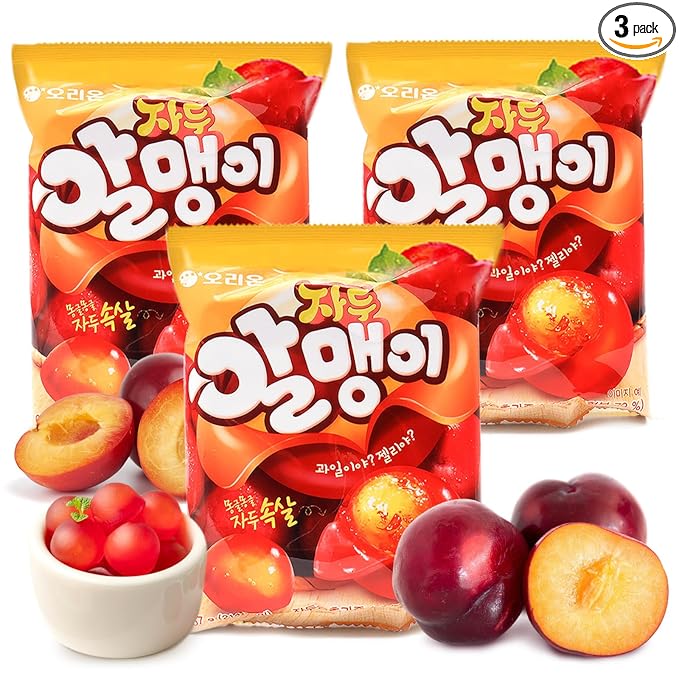 COELO Peelable Plum Gummy 67g x 3Pack (Total 7.09oz) | Korean 4D Tropical Peeling Candy Filled Rich Fruits Flavored Jelly Soft Sweet Filling Fun Chewy Treats | Party Camping Office 자두젤리 K-Food