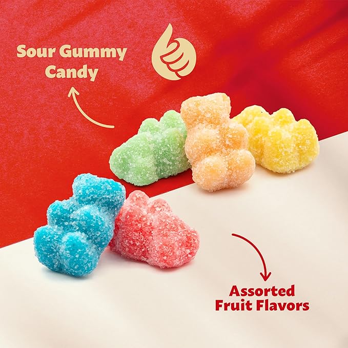 Neon Sour Gummi Bears Candy Bulk | 2 Pound Bag | Assorted Fruit Flavored Sour Gummies | Colorful Chewy Candy for Parties, Buffets, and Dessert Decorating