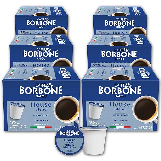 Caffè Borbone House Blend Coffee (60 Count) – Medium Roast, 100% Arabica, Roasted in Italy with Rich and Smooth Taste – Single Serve Coffee Pods Compatible with K-Cup Brewers