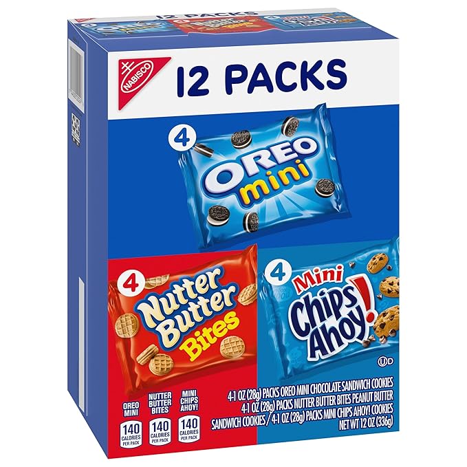 Nabisco Cookie Variety Pack OREO Mini, Nutter Butter Bites, CHIPS AHOY! Mini, 12 Snack Packs