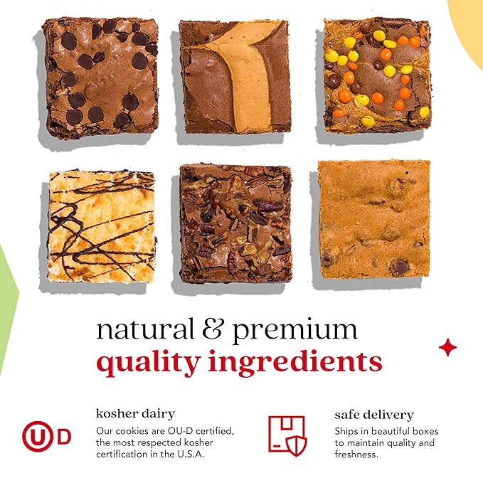 David's Cookies Assorted Brownies Gift Tin - 20 Slices of Individually Wrapped Gourmet Brownies - Delicious Variety of Flavors, Fresh Baked Snacks - Ideal Brownies Gift Basket For Special Occasions