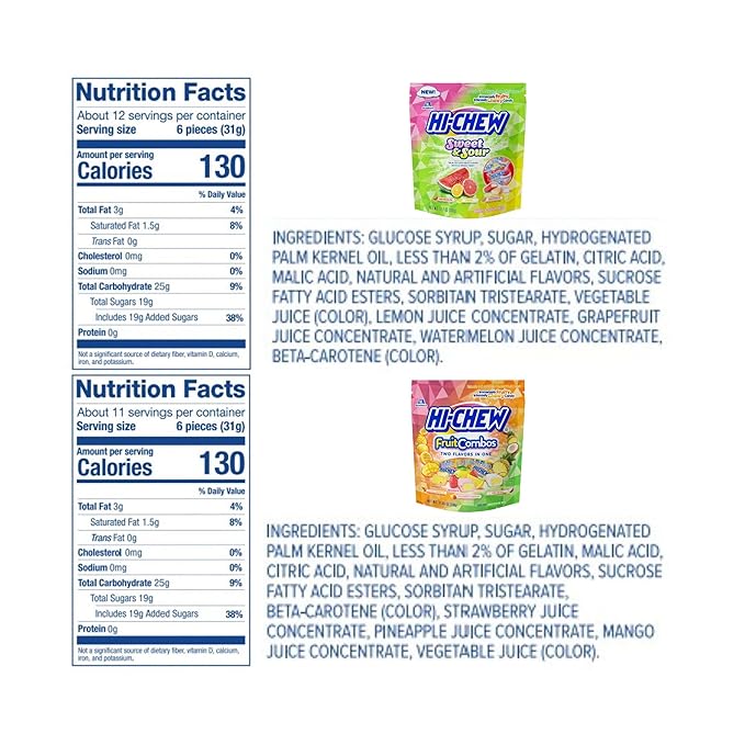 HI-CHEW Variety Mix Bulk, 220+ Pieces, 4 Stand Up Pouches - Tropical Fruit Combos Sweet and Sour, Chewy Fun Soft Candy Variety Pack - Immensely Juicy Fruity Flavors - Individually Wrapped for Sharing