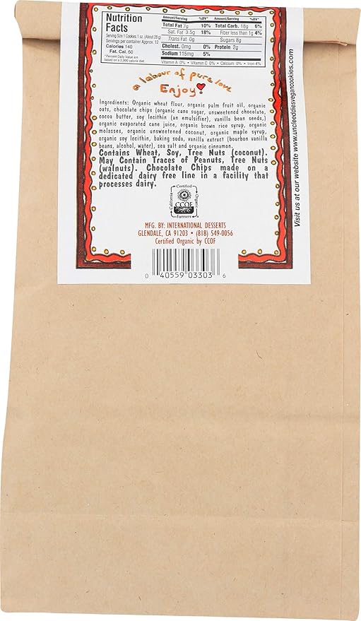 Uncle Eddie's Vegan, Oatmeal Chocolate Cookie, 12 oz