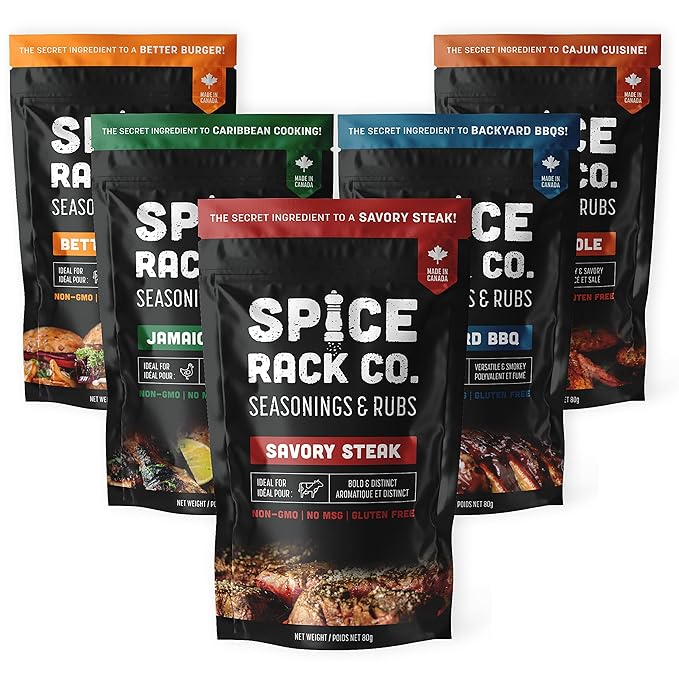 Spice Rack Co. BBQ Seasonings And Rubs - Smoking & Grilling Spices and Seasonings Sets, Grilling Accessories & Smoker Accessories, Valentines Day Gifts For Him, Mens Valentines Gifts For Men (5 Pack)