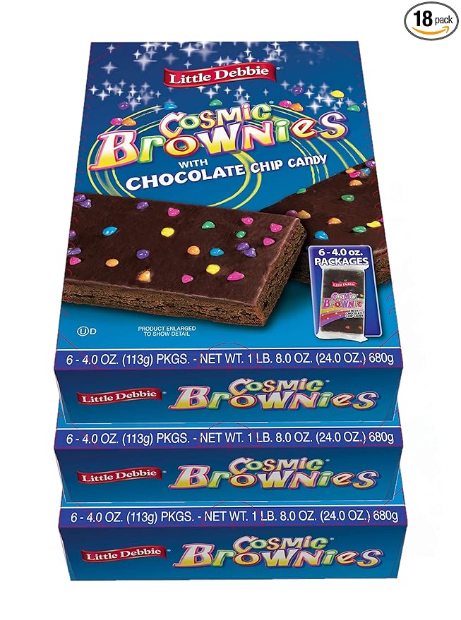 Little Debbie Extra-Large Sized Cosmic Brownies, 4 oz., 6 Count | 3 Pack (Total 18 Brownies)