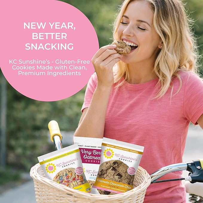 KC Sunshine’s Chocolate Chip Cookies (Pack of 6) – Gluten Free Snacks - Dairy Free, Nut Free, Vegan Friendly & Plant Based – Gluten Free Cookies Individually Wrapped