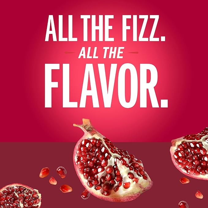 IZZE Sparkling Water Juice Beverage Blend, Pomegranate, No Sugar Added, 8.4 FL OZ, 24 Cans