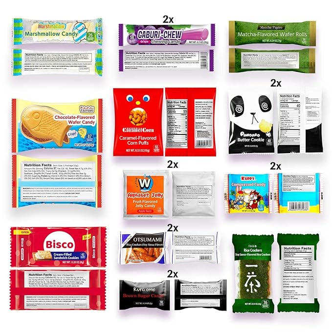 SHOGUN CANDY Box Japanese Snacks & Candy 30 Pieces Variety Dagashi Assortment