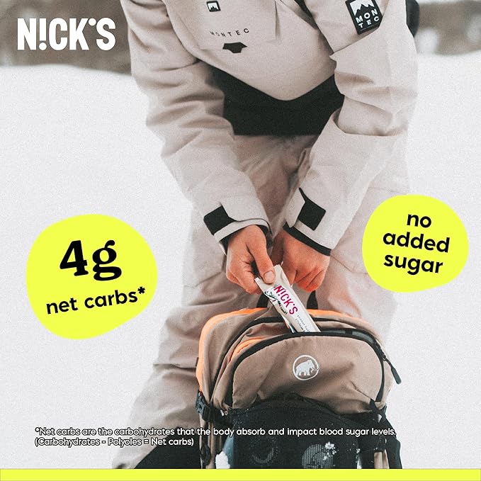 Nick’s Protein Bars Peanut Butter – 12-Count Box | High Protein, Low Calories, Low Carbs, Keto Friendly, No Added Sugar (12 bars x 50g)