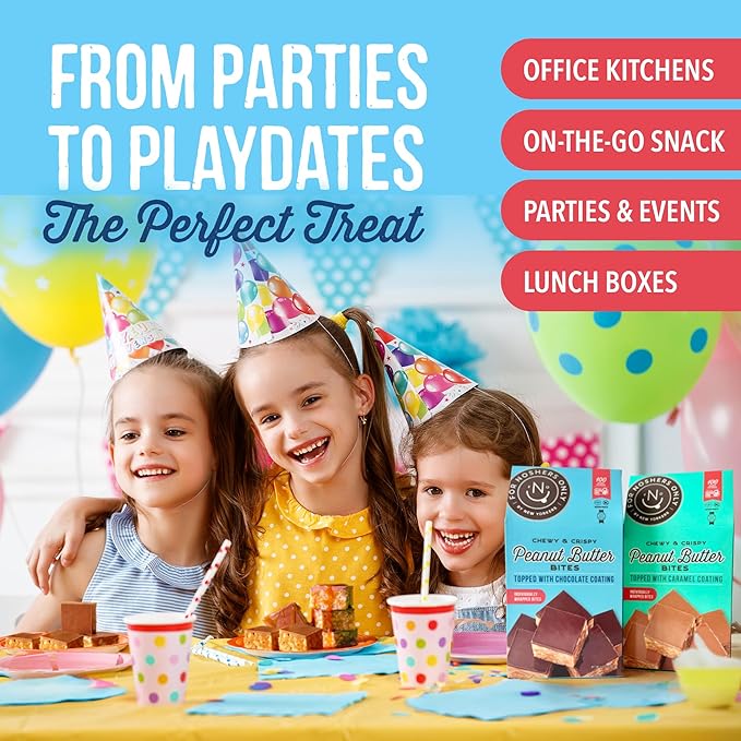 For Noshers Only Peanut Butter Bites - Gluten-Free, Vegan, Kosher Snacks - Coated, Healthy Snack Bites - Whole Grain Brown Rice - No Artificial Ingredients - Individually Wrapped, Low-Calorie - Pack of 8, Caramal
